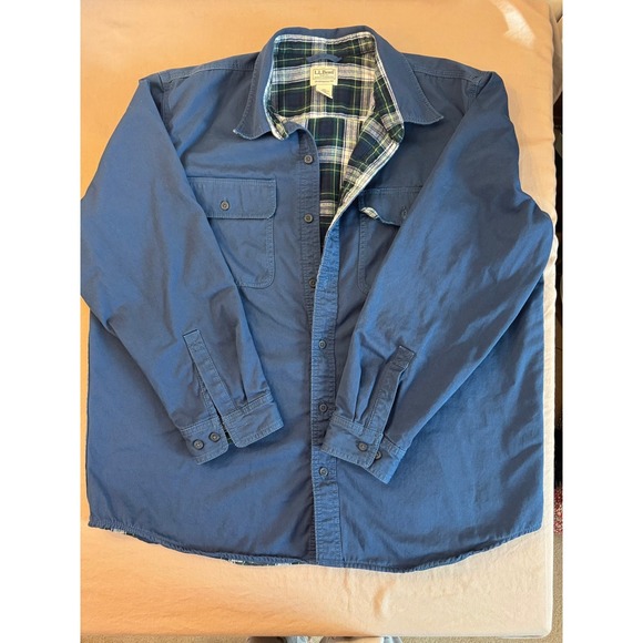 L.L. Bean Other - LL Bean Mens Blue Scotch Plaid Lined Work Shirt Jacket XL Regular Flannel Button